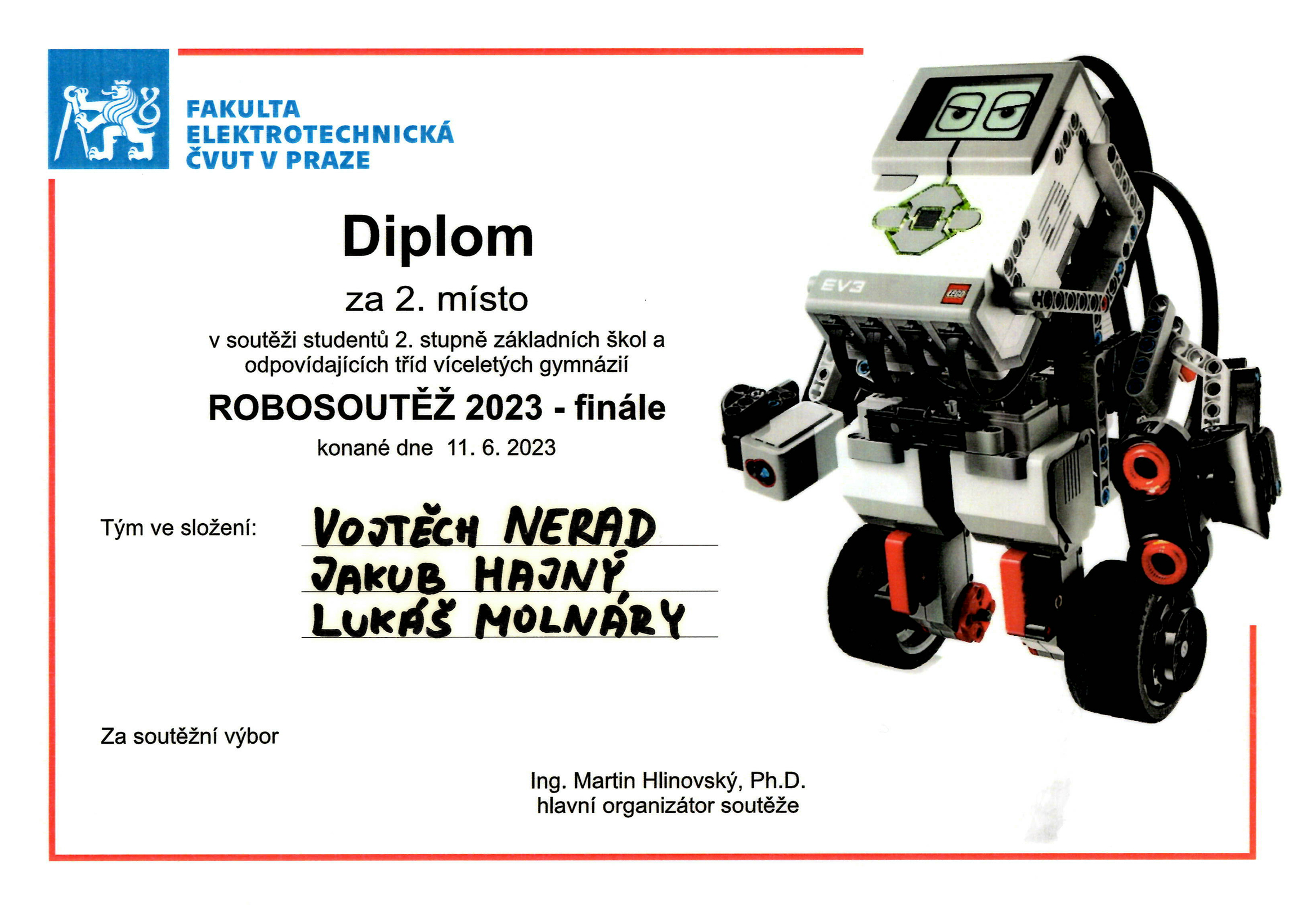 Robosoutěž 2023 2. místo